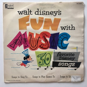 Walt Disney&#39;s Fun with Music LP Álbum de vinil, Disneyland - DQ-1209, 1961 Prensagem original