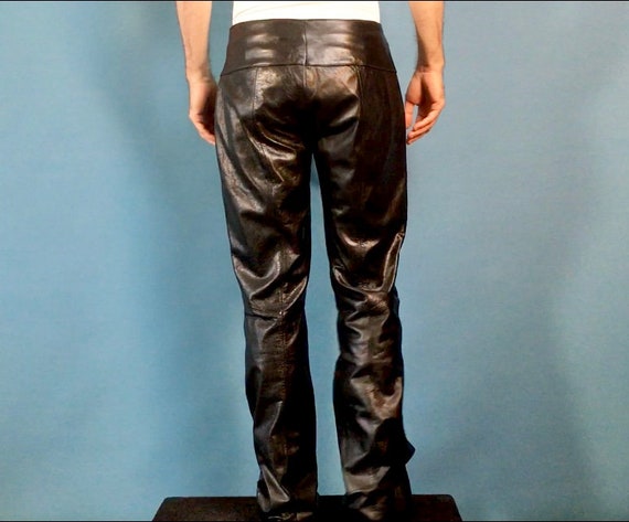 Black Leather Pants with Lace Up Closure - Wilson… - image 6