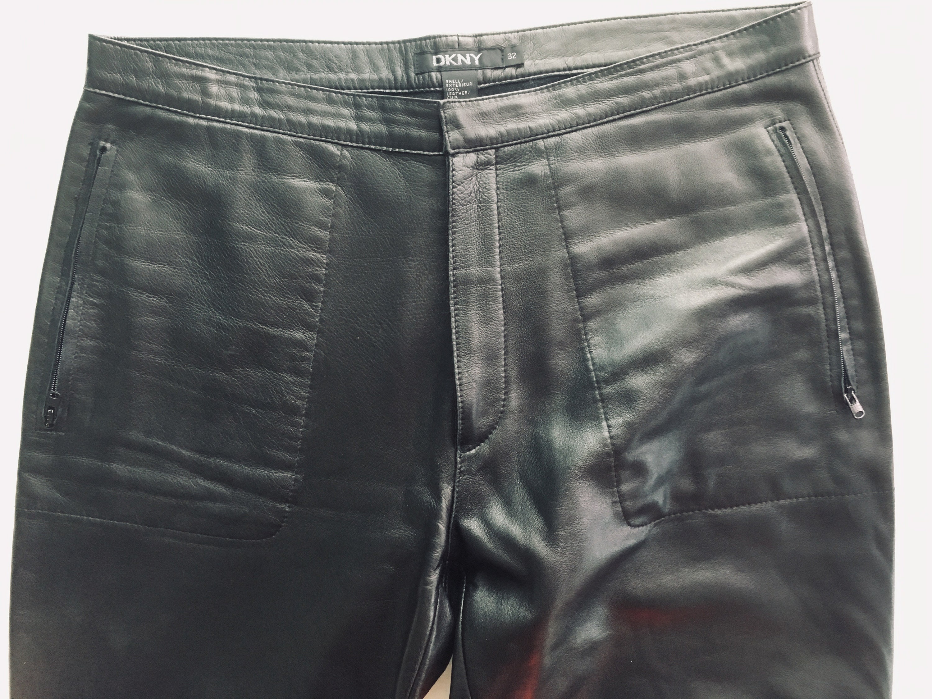Black Leather Pants - DKNY, Size 32 - Etsy