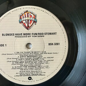 Rod Stewart Blondes Have More Fun LP Vinyl Record Album, Warner Bros. Records-BSK-3261, 1978, Original Pressing image 4