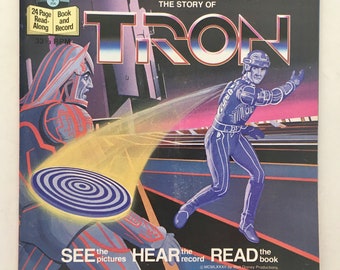 The Story of Tron - 7' Vinyl Record / 24 Page Book, Disneyland - 384, Children's Story, 1982, Original Pressing