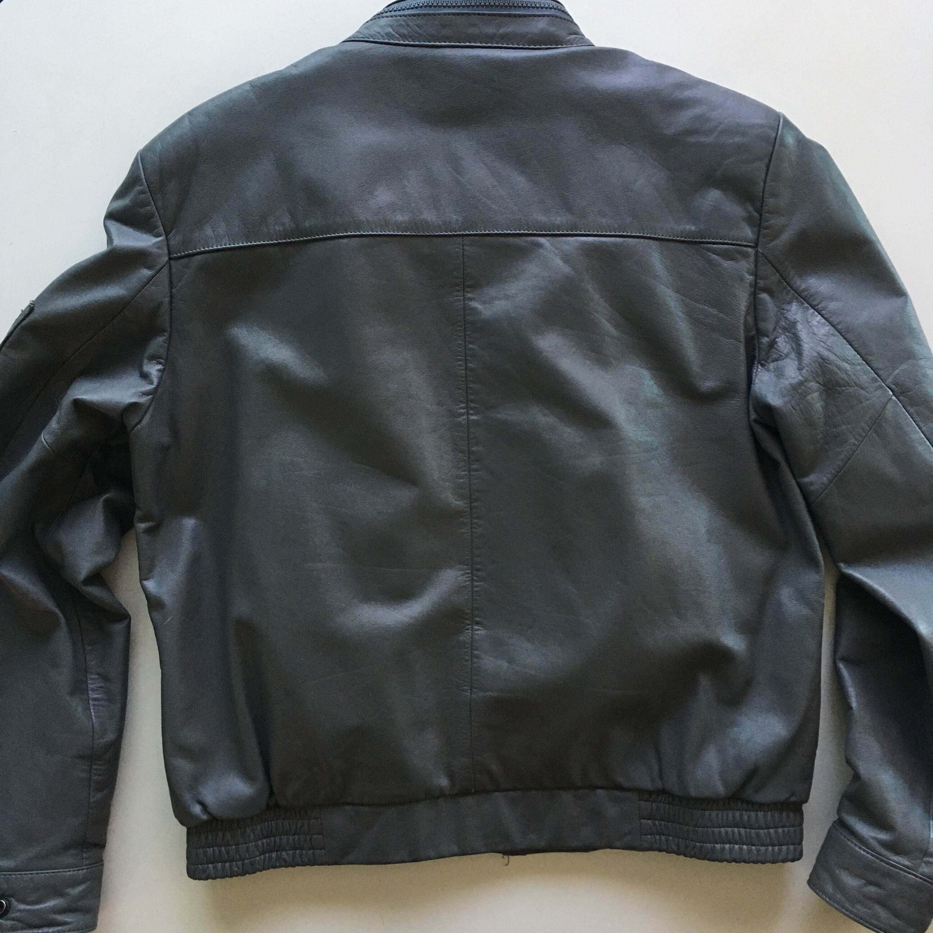 Gray Leather Jacket, Hill & Archer, Size 42 - Etsy