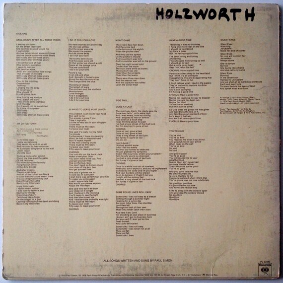 Paul Simon - Still Crazy After All These Years LP Vinyl Record