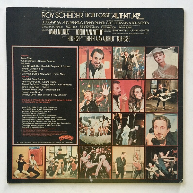 All That Jazz Original Motion Picture Soundtrack LP Vinyl Etsy