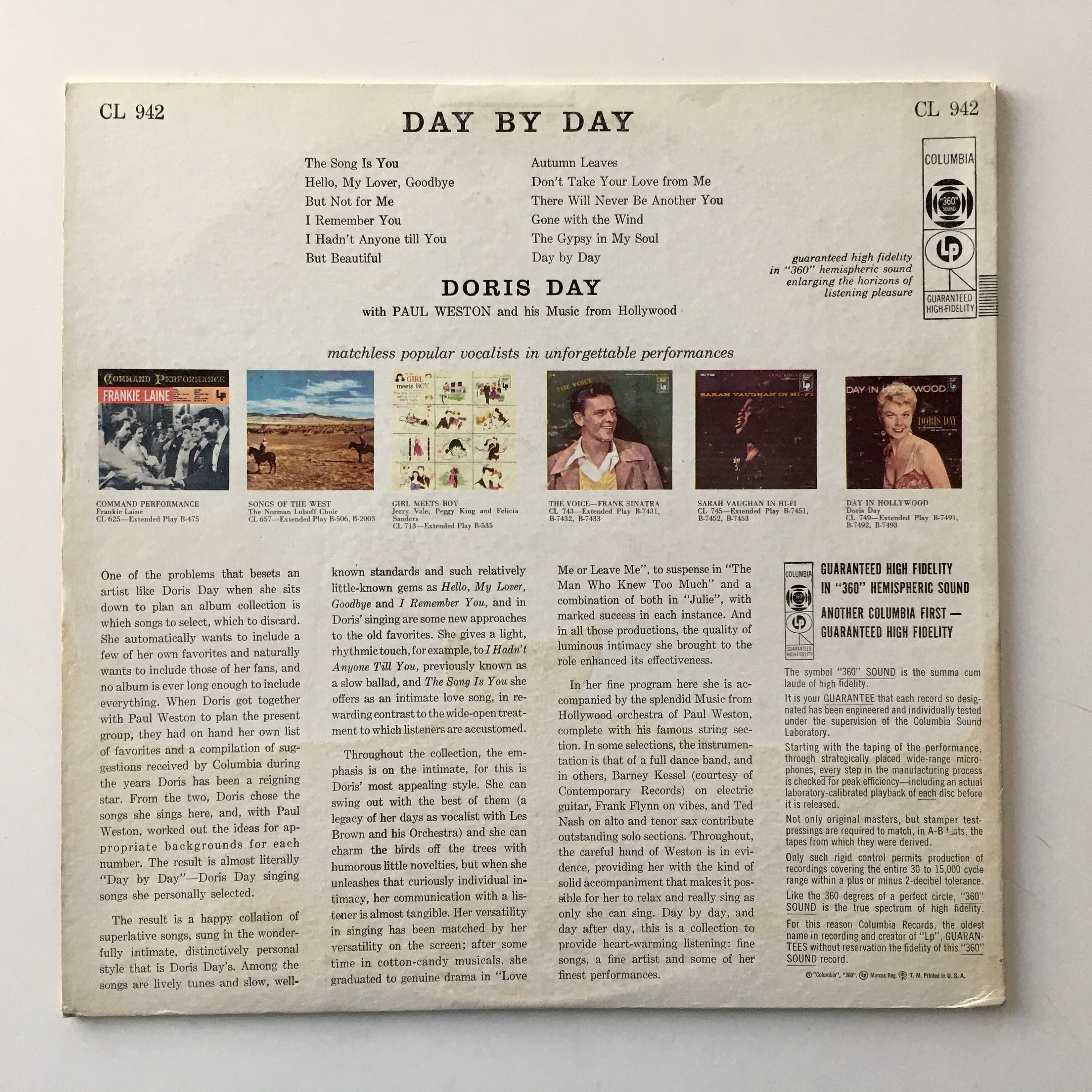 ドリス・デイ - デイ・バイ・デイ LP ビニールレコードアルバム