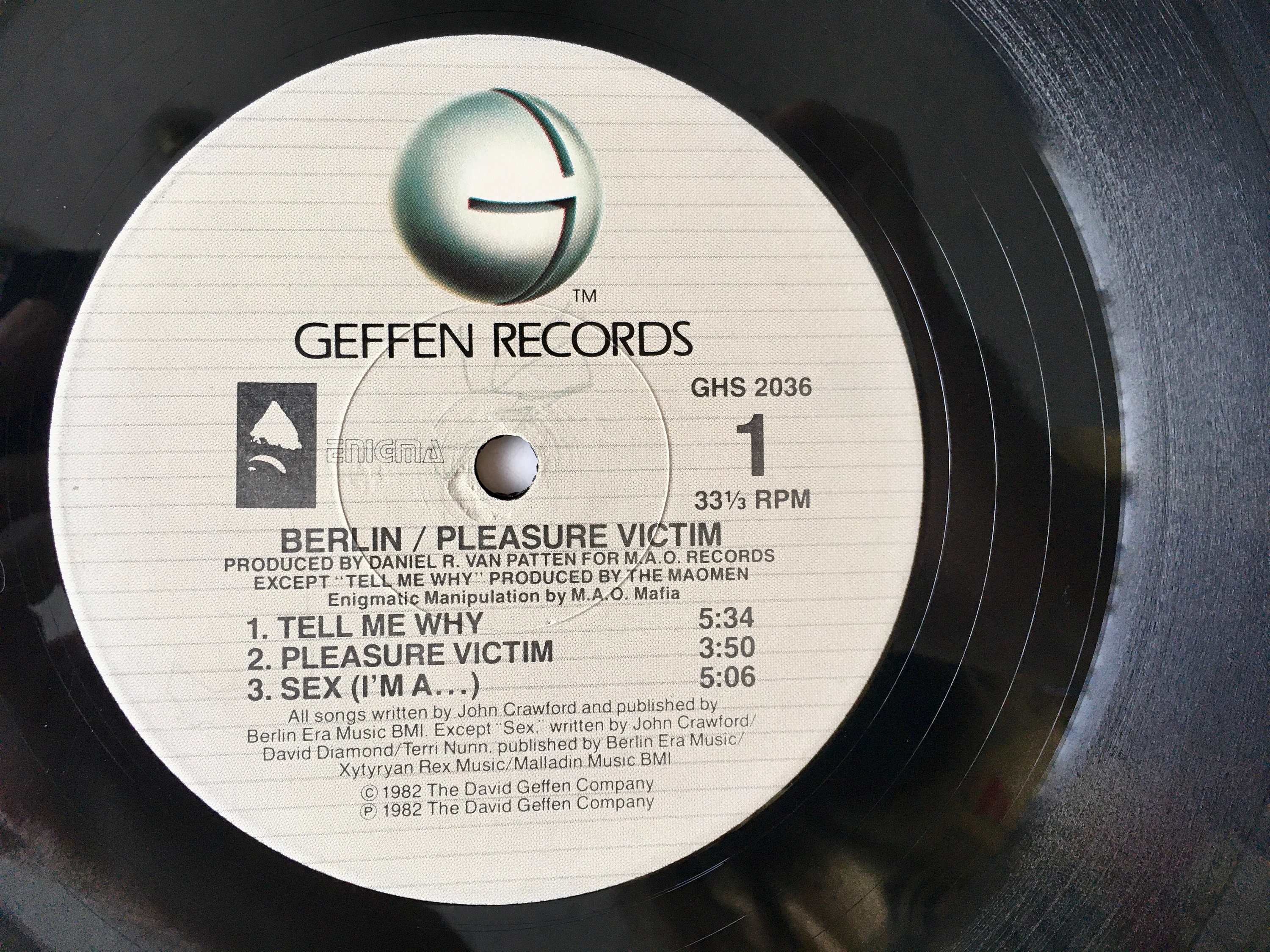 Berlin - Pleasure Victim LP Vinyl Record Album, Geffen Records