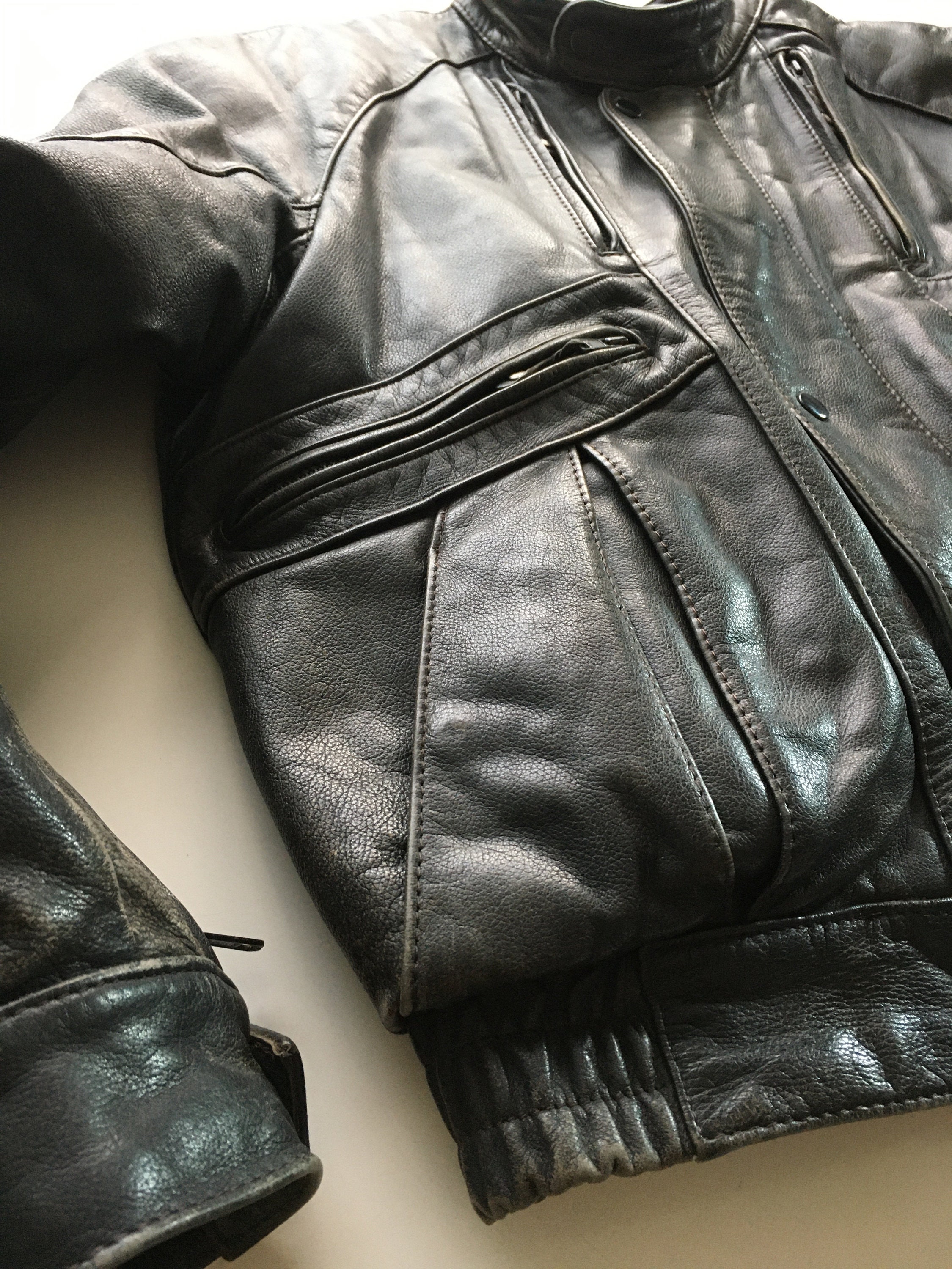 Brown Leather Bomber Jacket With Snakeskin Embossed Wolf Brown Leather Bomber Jacket With Snakeskin Embossed Wolf