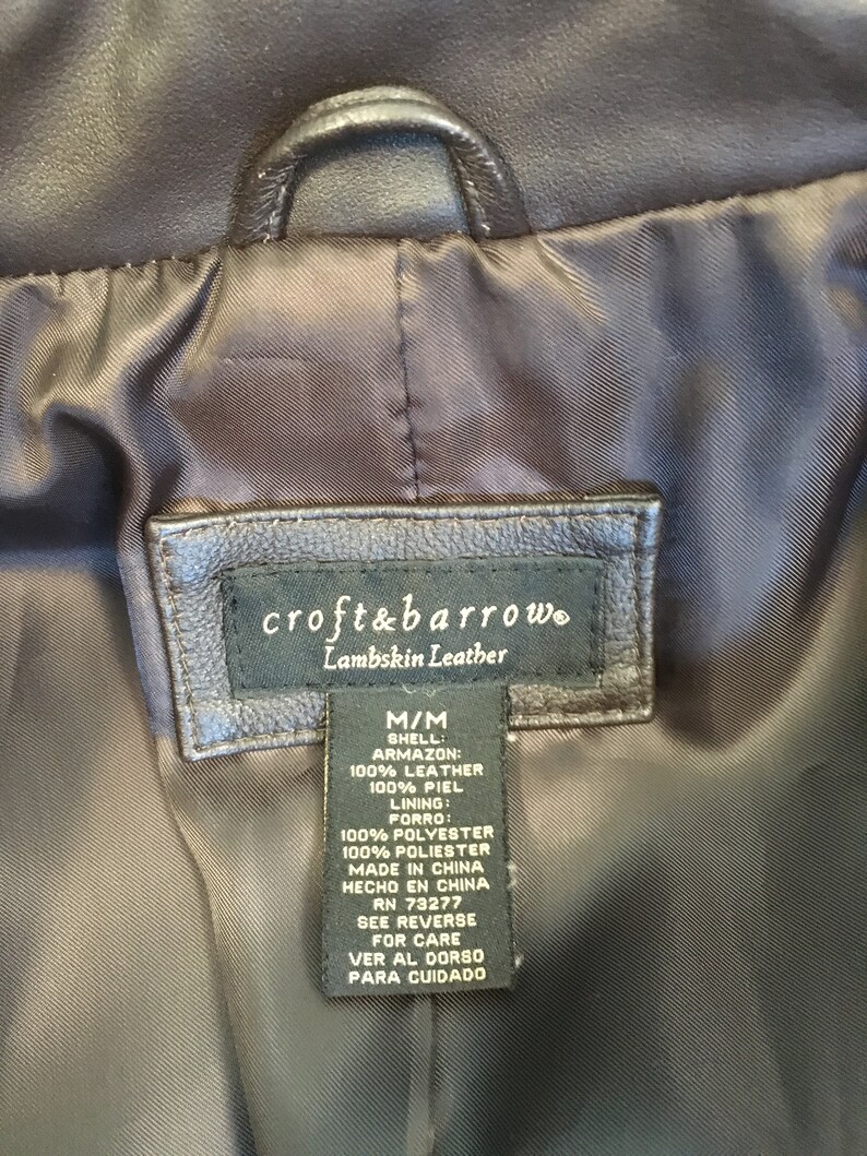 Dark Brown Genuine Lambskin Leather Jacket Croft & Barrow | Etsy