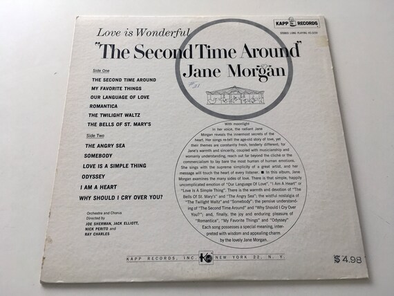 Jane Morgan - The Second Time Around LP Schallplattenalbum, Kapp