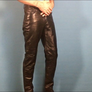 Black Leather Pants Hugo Buscati Size 27 / 6 - Etsy