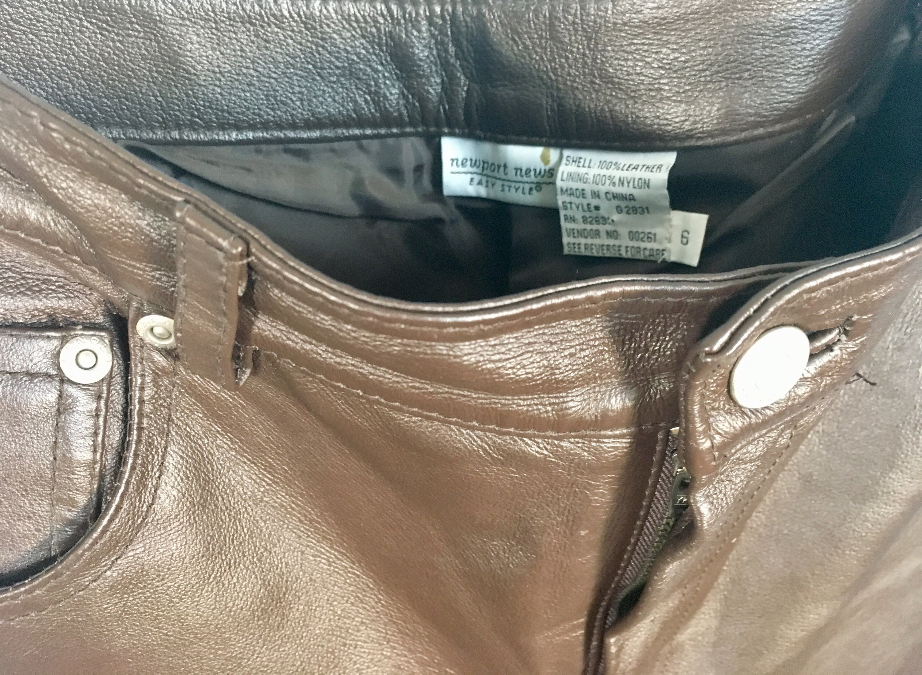 Brown Leather Pants Newport News Size 28 / 6 | Etsy