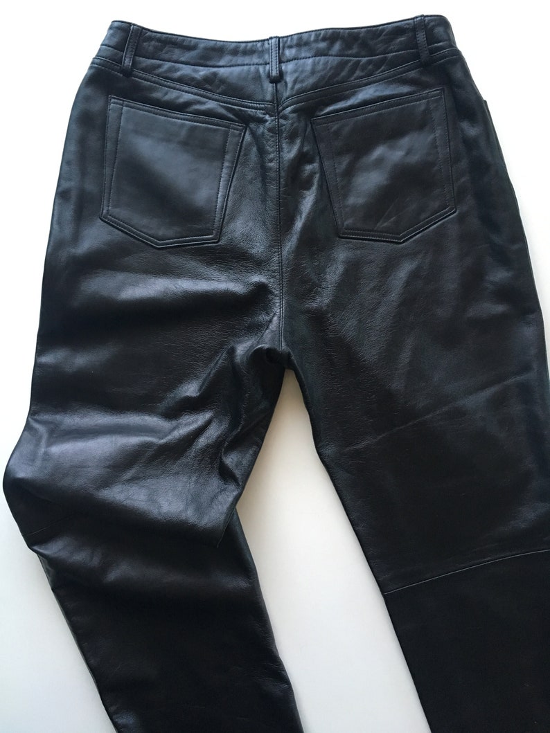 Black Leather Pants Marisa Christina Size 31 / 10 Petite - Etsy