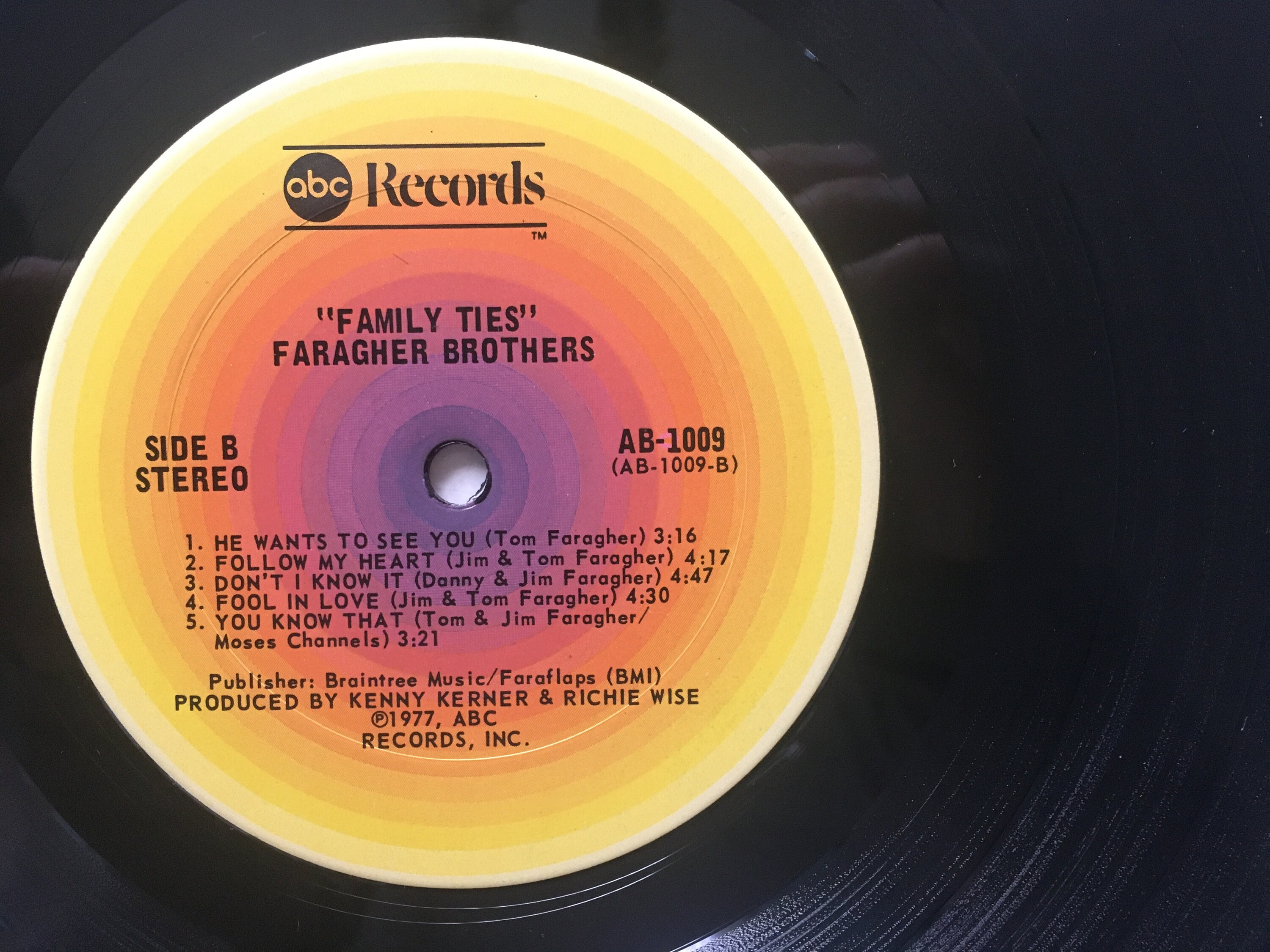 Faragher Bros - Family Ties LP Vinyl Record Album, ABC Records