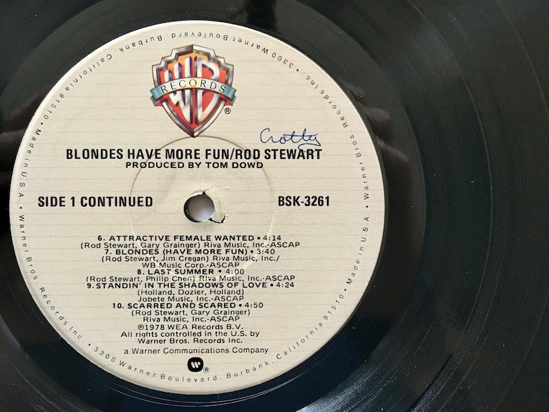 Rod Stewart Blondes Have More Fun LP Vinyl Record Album, Warner Bros. Records-BSK-3261, 1978, Original Pressing image 7