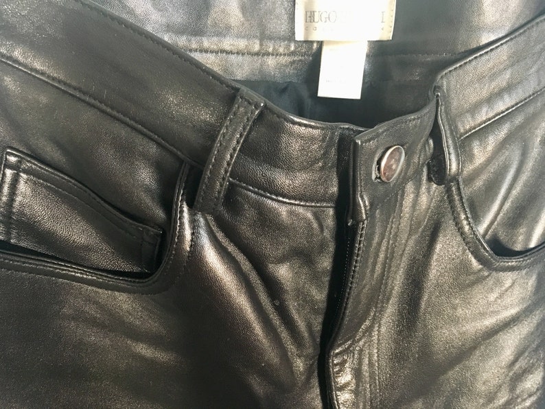 Black Leather Pants Hugo Buscati Size 27 / 6 | Etsy