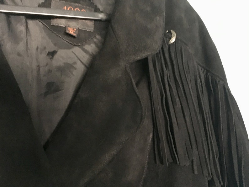 Black Suede Genuine Leather Fringe Jacket g4000 Size M | Etsy