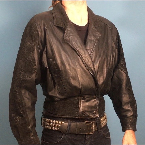 Black Leather Jacket With Paisley Design - Wilsons the