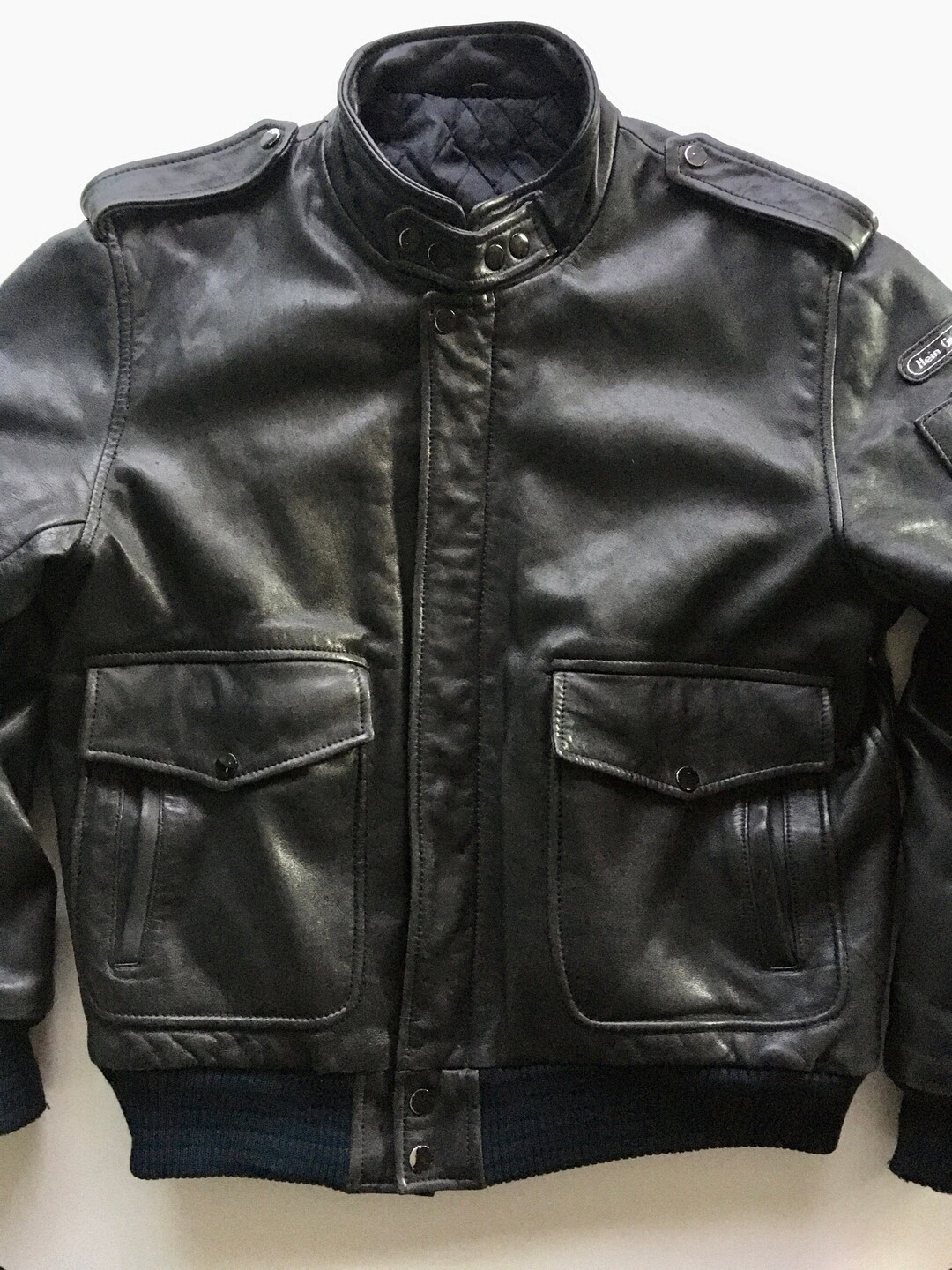 Black Leather Jacket Gein Gericke Size 44 - Etsy