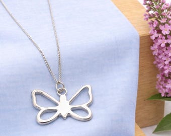 9Ct White Gold, Gold Butterfly Pendant