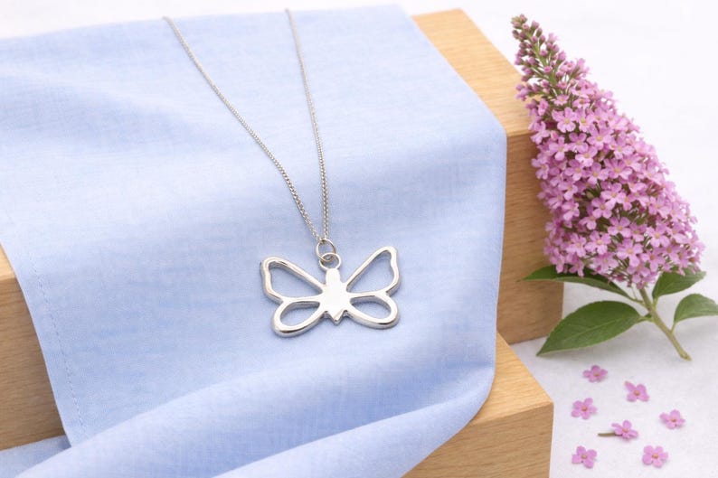 9Ct White Gold, Gold Butterfly Pendant image 1