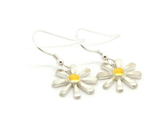 Sterling Silver Daisy Drop Earrings.