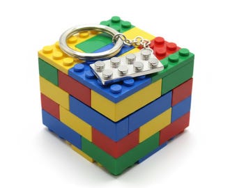 Chaveiro em Prata de Lei com Formato de Bloco de Construção - Modelo Plano.