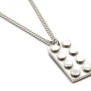 Sterling Silver Building Brick 4 x 2 Rectangular Pendant.