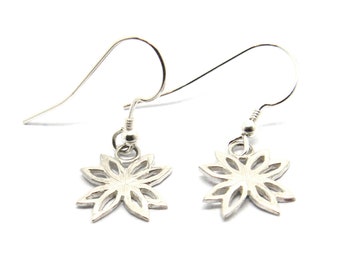 Sterling Silver Flower Drop Earrings.