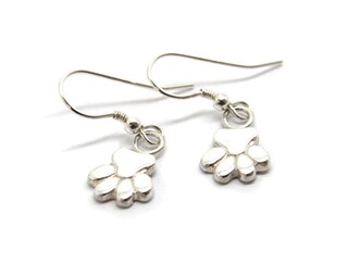 Orecchini A Bottone In Argento Sterling 925 – Forma Zampa Di Cane – Effetto Ossidato Anticato
