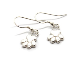 Orecchini A Bottone In Argento Sterling 925 – Forma Zampa Di Cane – Effetto Ossidato Anticato
