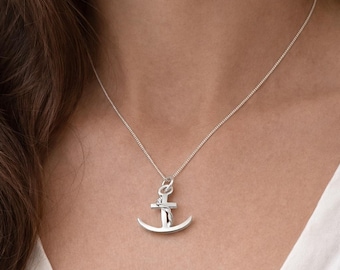 9Ct 9K White Gold  Anchor Pendant. Polished Finish