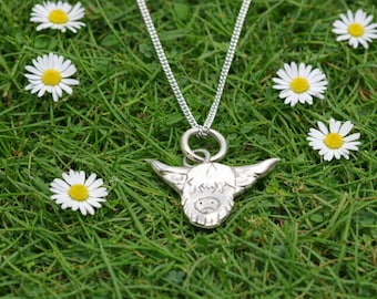Sterling Silver Highland Cow Pendant