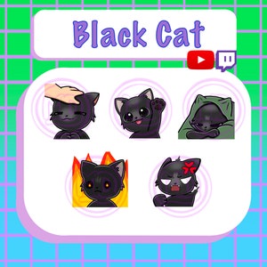 Twitch Emotes - Black Cat / Cats / Twitch / Discord / Youtube / Emote Pack / Custom