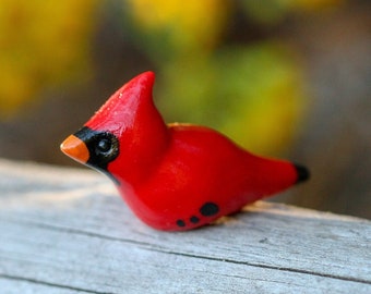 Made To Order Cardinal Totem, Cardinal Clay Figurine, Red Cardinal Sculpture, Bird Figure, Bird Figurine, Handmade Bird Sculpture, Clay Bird