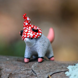 Made To Order Standing Mushroom Opossum Totem, Clay Opossum Figure, Handmade Figurine, Polymer Clay Opossum, Opossum Figure, Clay Sculpture