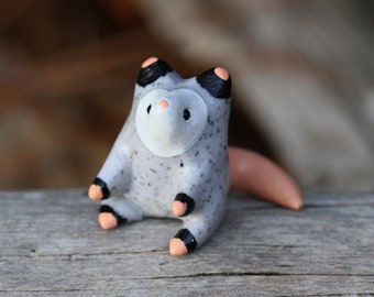 Made To Order Sitting Opossum Totem, Clay Opossum Figure, Handmade Figurine, Polymer Clay Opossum, Opossum Figure, Clay Animal Sculpture