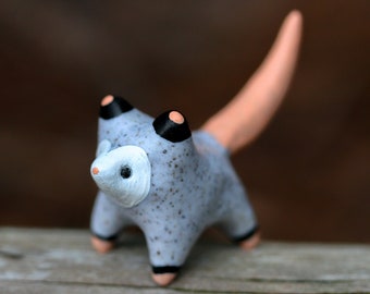 Made To Order Standing Opossum Totem, Clay Opossum Figure, Handmade Figurine, Polymer Clay Opossum, Opossum Figure, Clay Animal Sculpture