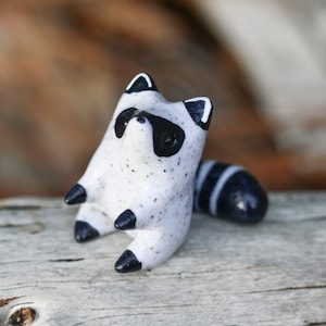 Made To Order Sitting Raccoon Totem, Clay Raccoon Figure, Handmade Figurine, Polymer Clay Raccoon, Raccoon Figure, Clay Animal Sculpture