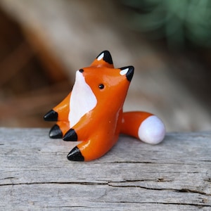 Made To Order Sitting Fox Totem, Clay Red Fox Figure, Handmade Clay Figurine, Polymer Clay Red Fox, Fox Figure, Clay Animal Sculpture