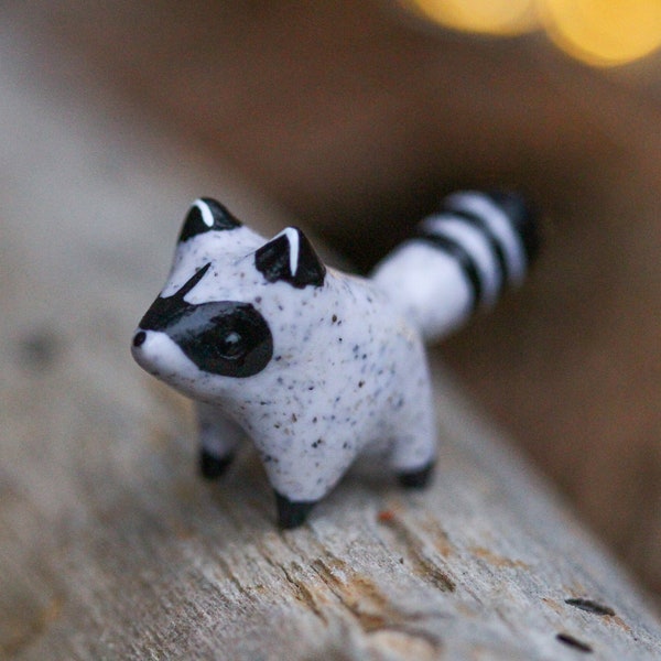 Made To Order Standing Raccoon Totem, Clay Raccoon Figure, Handmade Figurine, Polymer Clay Raccoon, Cute Sculpture, Clay Raccoon Figure