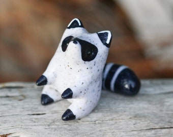 Made To Order Sitting Raccoon Totem, Clay Raccoon Figure, Handmade Figurine, Polymer Clay Raccoon, Raccoon Figure, Clay Animal Sculpture