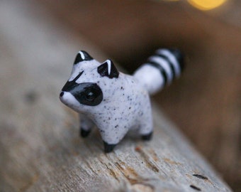 Made To Order Standing Raccoon Totem, Clay Raccoon Figure, Handmade Figurine, Polymer Clay Raccoon, Cute Sculpture, Clay Raccoon Figure