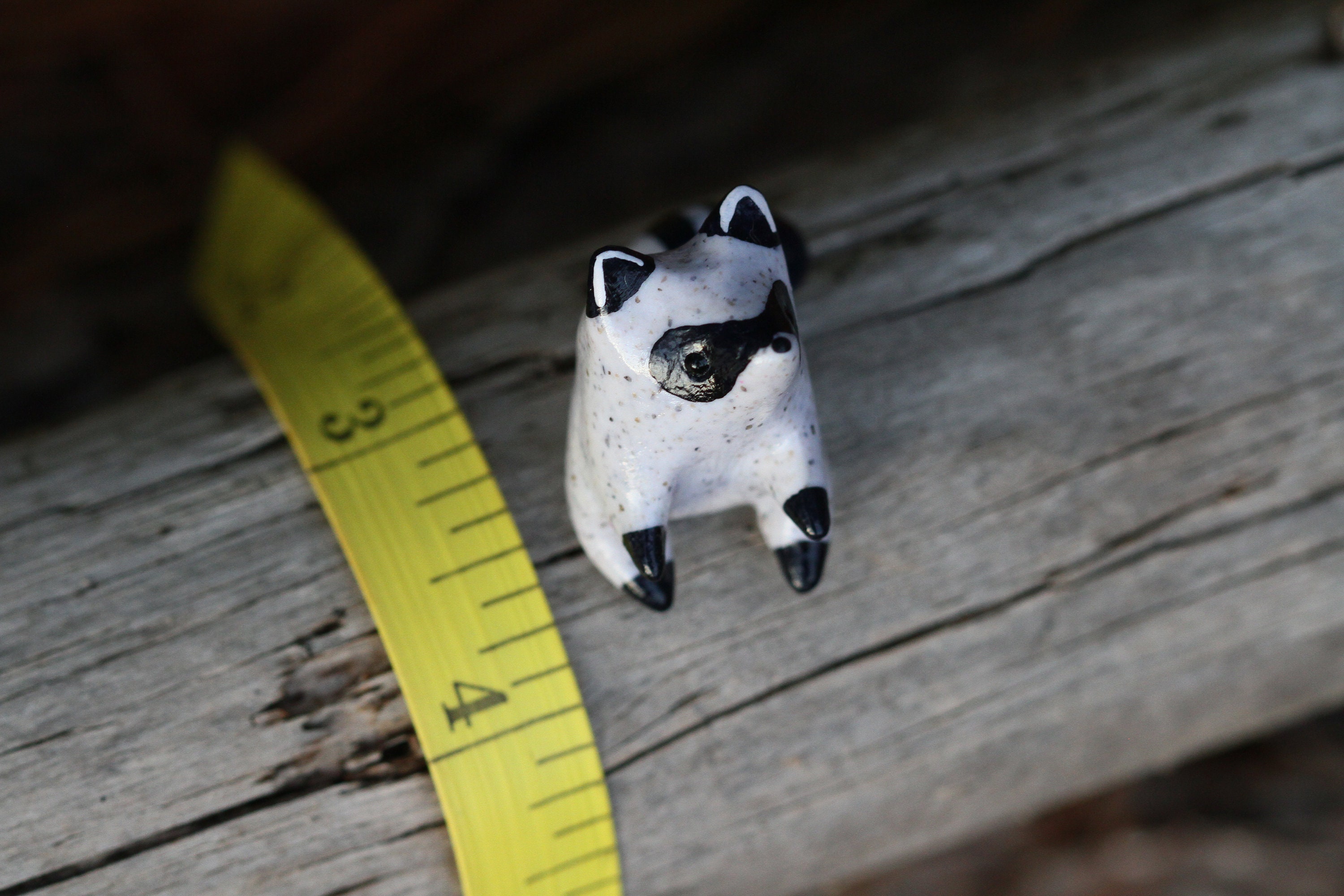 Handmade Sitting Raccoon Totem Figurine / Polymer Clay Woodland Animal ...