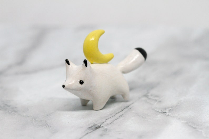 Made To Order Fox Moon Totem Grey Fox Figure Red Fox Figure Etsy