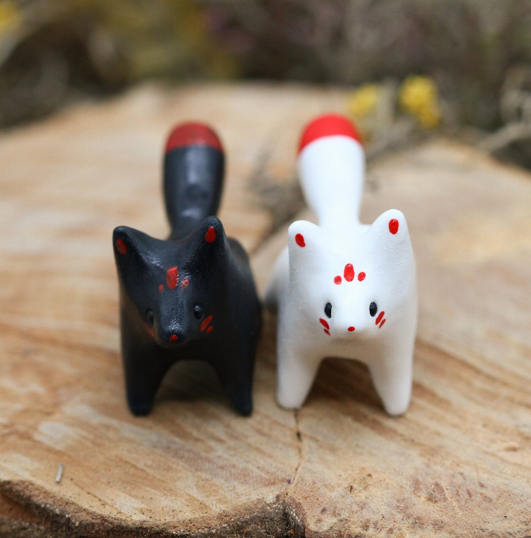 Handmade Inari Kitsune Fox Totem Figurine / Polymer Clay Japan