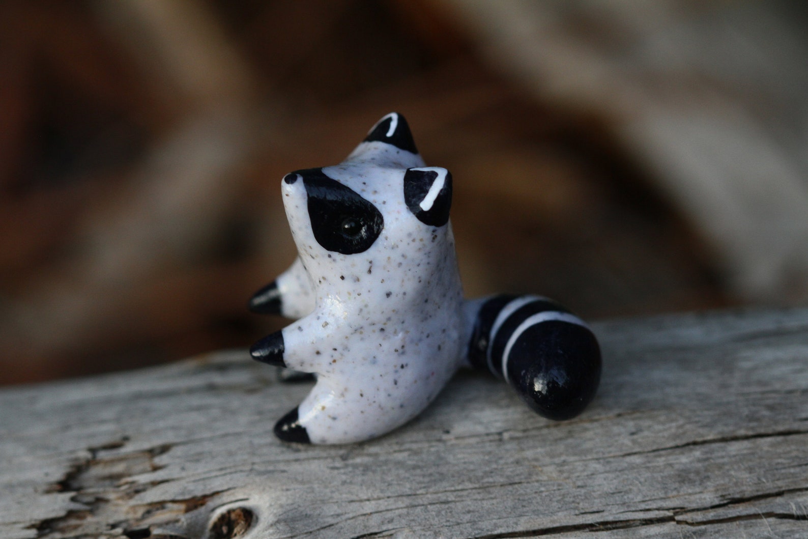 Handmade Sitting Raccoon Totem Figurine / Polymer Clay Woodland Animal ...