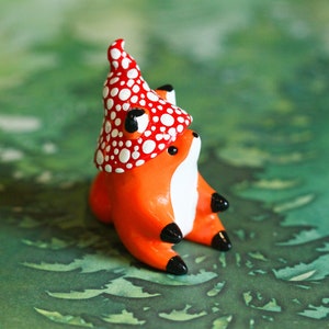 Made To Order Sitting Mushroom Fox Totem, Clay Red Fox Figure, Handmade Clay Figurine, Polymer Clay Red Fox, Fox Figure, Clay Sculpture image 9