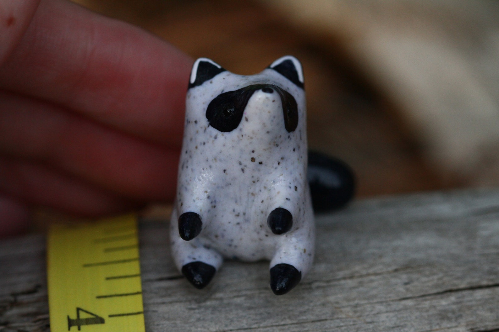 Handmade Sitting Raccoon Totem Figurine / Polymer Clay Woodland Animal ...