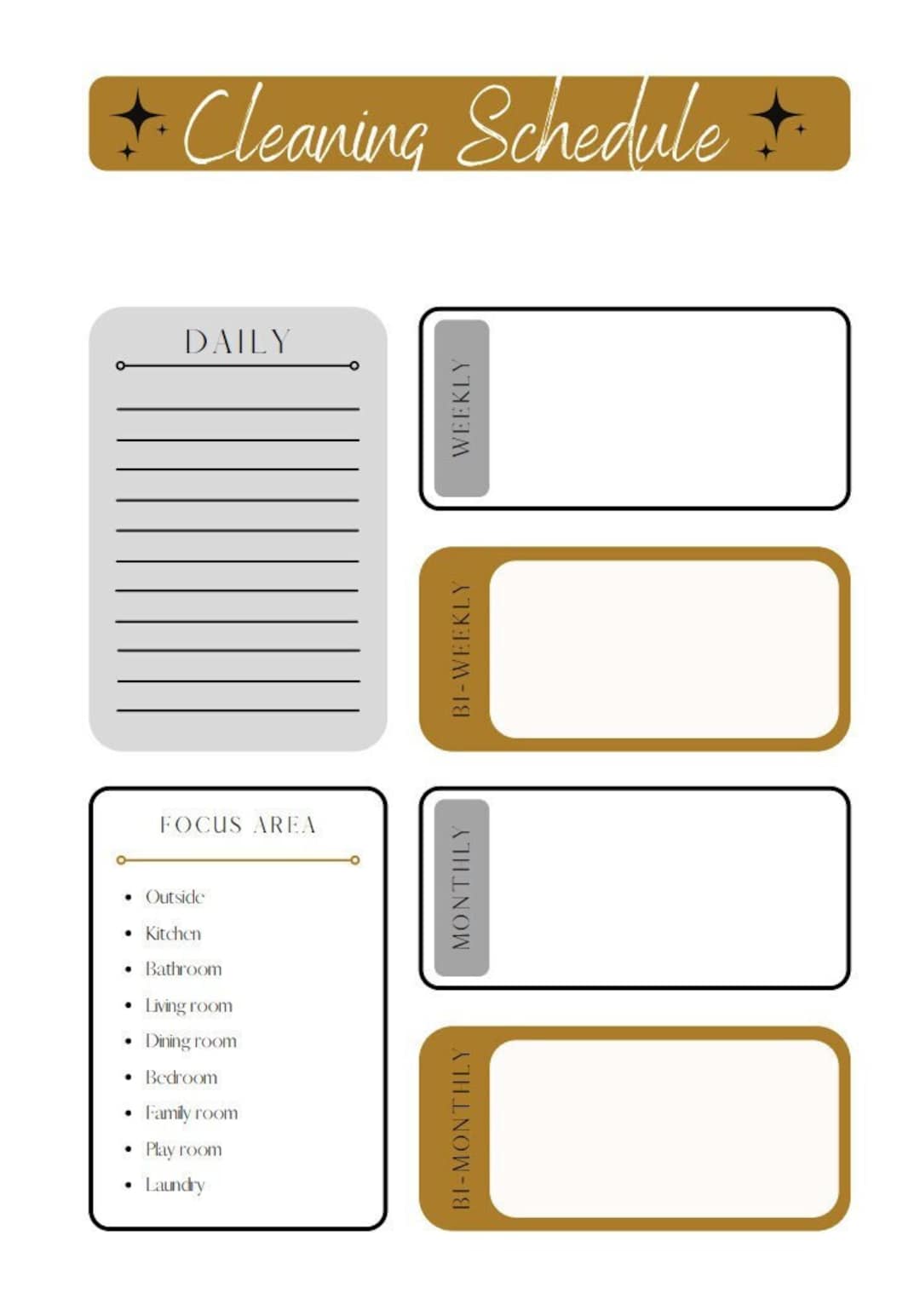 Printable Cleaning Schedule Template - Etsy UK