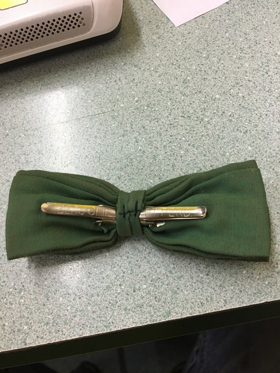 FREE SHIPPING Vintage Bow Tie Beau Clip green wih… - image 4